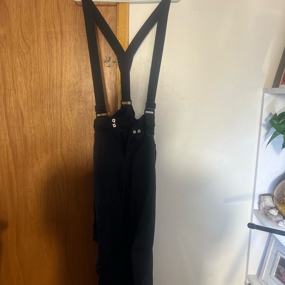 Used Essentials Kids Black Snow Pants with Suspenders - Picture 1 of 2